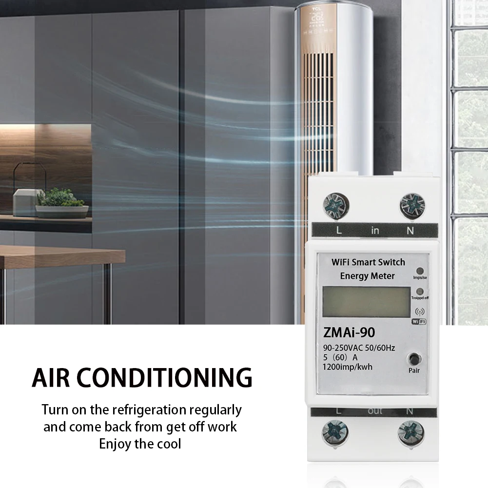 Home Rental Room Delay Function 35mm Din Rail Smart WIFI ABS Single Phase Multifunction Energy Meter Timing Current Monitoring
Home Rental Room Delay Function 35mm Din Rail Smart WIFI ABS Single Phase Multifunction Energy Meter Timing Current Monitoring