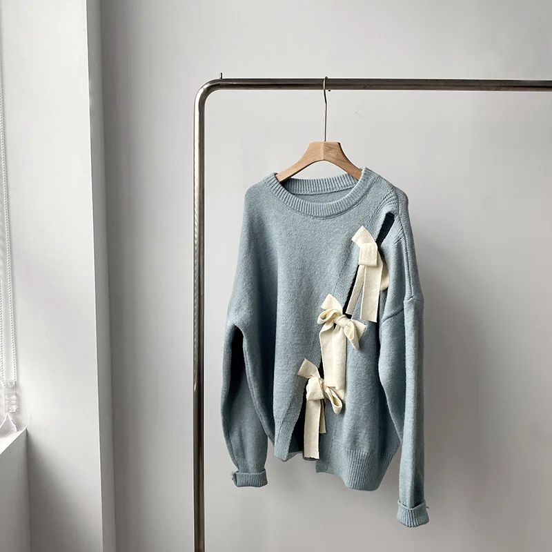 2020 autumn and winter new Korean casual fashion loose round neck ladies long-sleeved bow solid color pullover sweater women
2020 autumn and winter new Korean casual fashion loose round neck ladies long-sleeved bow solid color pullover sweater women