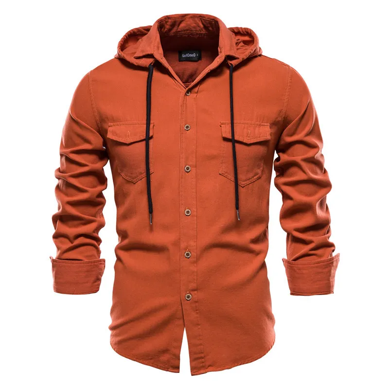 Spring Autumn 100% Cotton Men Long Sleeve Hoodied Shirt Single Breasted Men Solid Color Streetwear Slim Fit Casual Men's Shirts
Spring Autumn 100% Cotton Men Long Sleeve Hoodied Shirt Single Breasted Men Solid Color Streetwear Slim Fit Casual Men's Shirts
