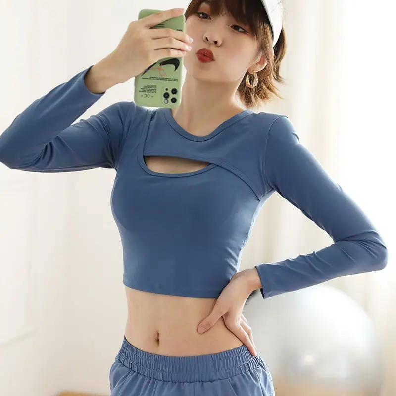 Sports Top for Women Long-sleeved Blue Short-cropped Stretch Tight Yoga Clothes Quick-drying Running Training Fitness Blouse
Sports Top for Women Long-sleeved Blue Short-cropped Stretch Tight Yoga Clothes Quick-drying Running Training Fitness Blouse