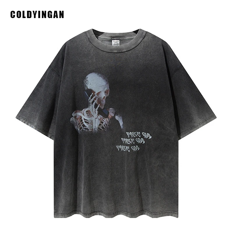 ColdYingan Cool Hip Hop T-shirts Streetwear Summer Tops Tees Skull Middle Finger Print Men's T-shirt Black Short Sleeve T Shirt
ColdYingan Cool Hip Hop T-shirts Streetwear Summer Tops Tees Skull Middle Finger Print Men's T-shirt Black Short Sleeve T Shirt