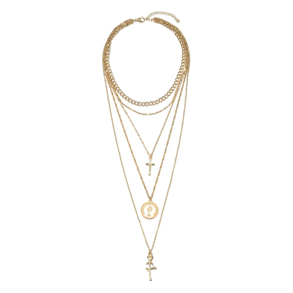 New Ladies Fashion Trend Retro Personality Cross Rose Multi-layer Necklace Combination
New Ladies Fashion Trend Retro Personality Cross Rose Multi-layer Necklace Combination