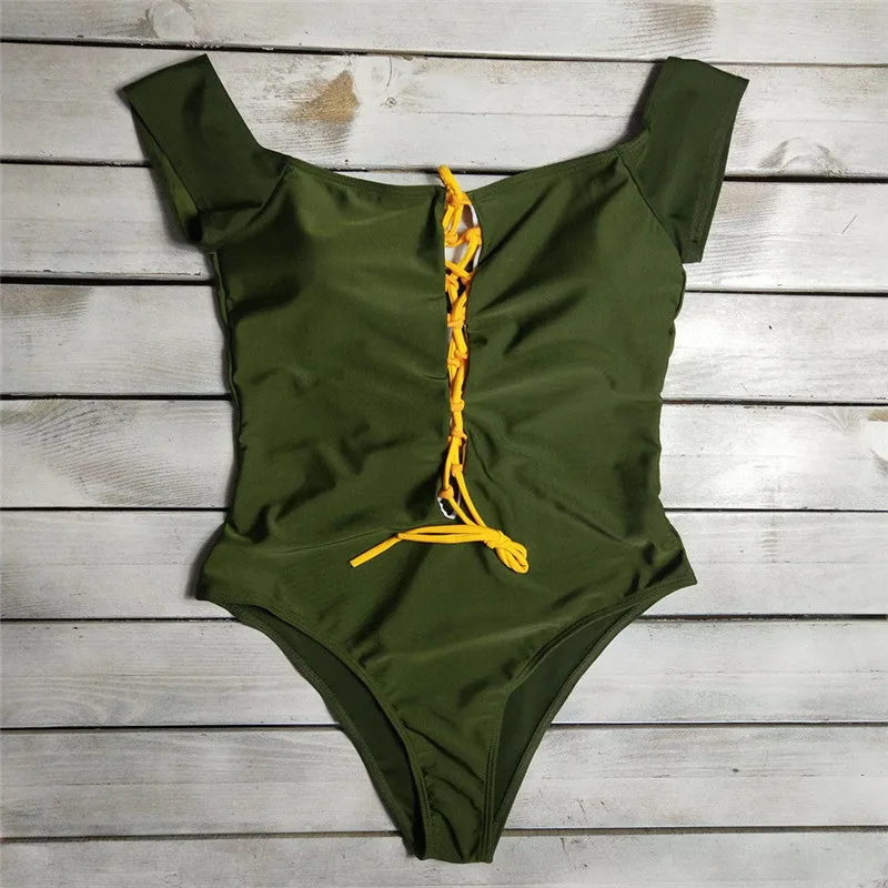 Women Bandage Lace-up sexy Romper Bathing Suit One-piece Beachwear jumpsuits bodysuits Off Shoulder Solid Skinny Outfits Femme 
Women Bandage Lace-up sexy Romper Bathing Suit One-piece Beachwear jumpsuits bodysuits Off Shoulder Solid Skinny Outfits Femme