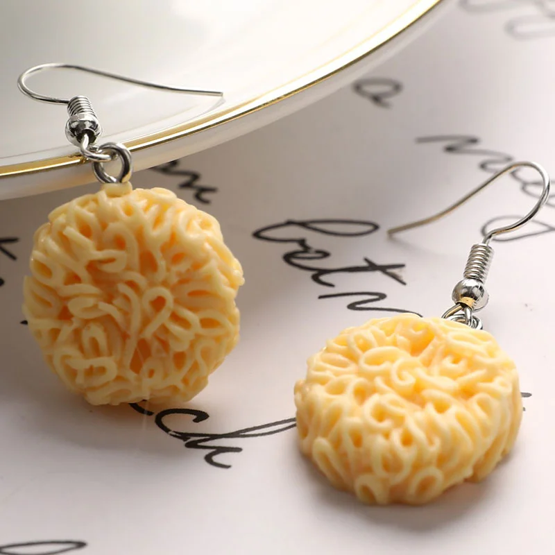 1 Pair Personality Creative Instant Noodles Drop Earrings For Women Resin Funny Food Jewelry Unique Party Earrings Birthday Gift