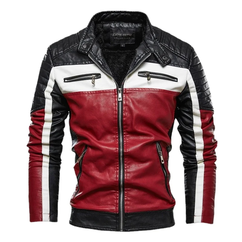 Autumn Winter Men Red Leather Jacket Patchwork Biker Jacket Men Casual Zipper Coat Men Motorcycle Jacket Fur Lined Outwear
Autumn Winter Men Red Leather Jacket Patchwork Biker Jacket Men Casual Zipper Coat Men Motorcycle Jacket Fur Lined Outwear
