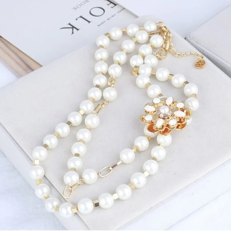 Artificial pearl flower retro fashionable double layer versatile Necklace Women jewelry
Artificial pearl flower retro fashionable double layer versatile Necklace Women jewelry