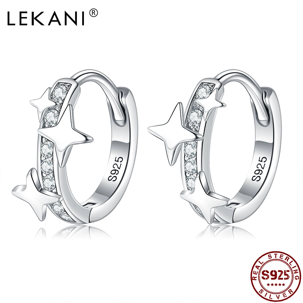 LEKANI 925 Sterling Silver Jewelry Shiny CZ Galaxy Star Earrings For Women Girl Anti-Allergy Small Hoop Earring Anniversary Gift
LEKANI 925 Sterling Silver Jewelry Shiny CZ Galaxy Star Earrings For Women Girl Anti-Allergy Small Hoop Earring Anniversary Gift