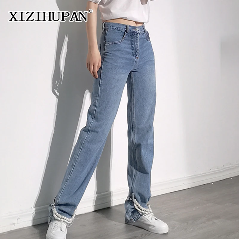 XIZIHUPAN Minimalist Patchwork Chain Denim Pant For Women High Waist Full Length Straight Solid Jeans Female Summer 2021 Stylish
XIZIHUPAN Minimalist Patchwork Chain Denim Pant For Women High Waist Full Length Straight Solid Jeans Female Summer 2021 Stylish