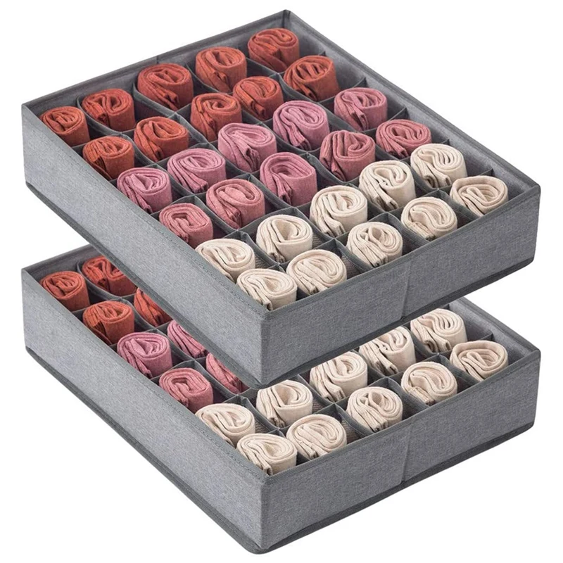 2 Pack Socks Underwear Drawer Organizer With Solid Bottom, 30 Cells Cabinet Closet Storage Boxes Divider For Clothes
2 Pack Socks Underwear Drawer Organizer With Solid Bottom, 30 Cells Cabinet Closet Storage Boxes Divider For Clothes