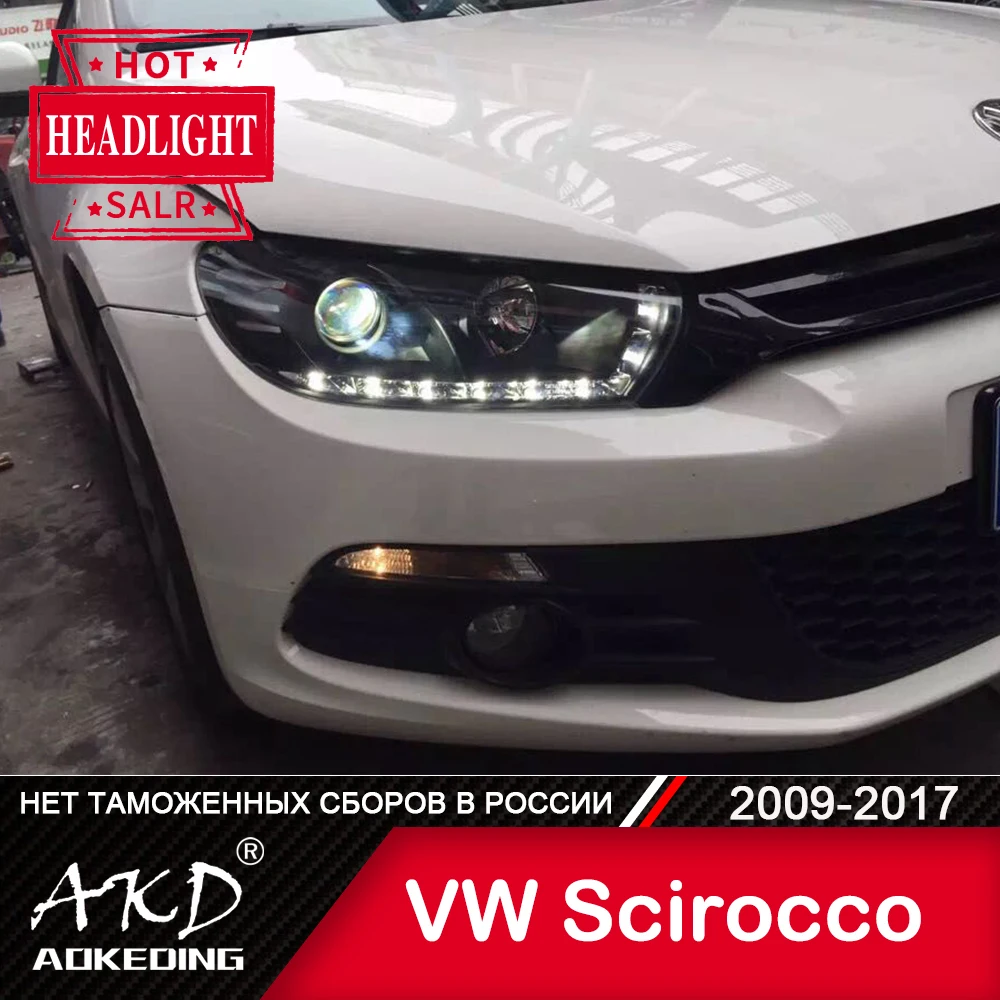 

Лампа Налобная AKD для VW Scirocco 2009-2017 DRL H7 светодиодный Bi, ксеноновая лампа в сборе, обновленный динамический сигнал, автомобильные аксессуары
