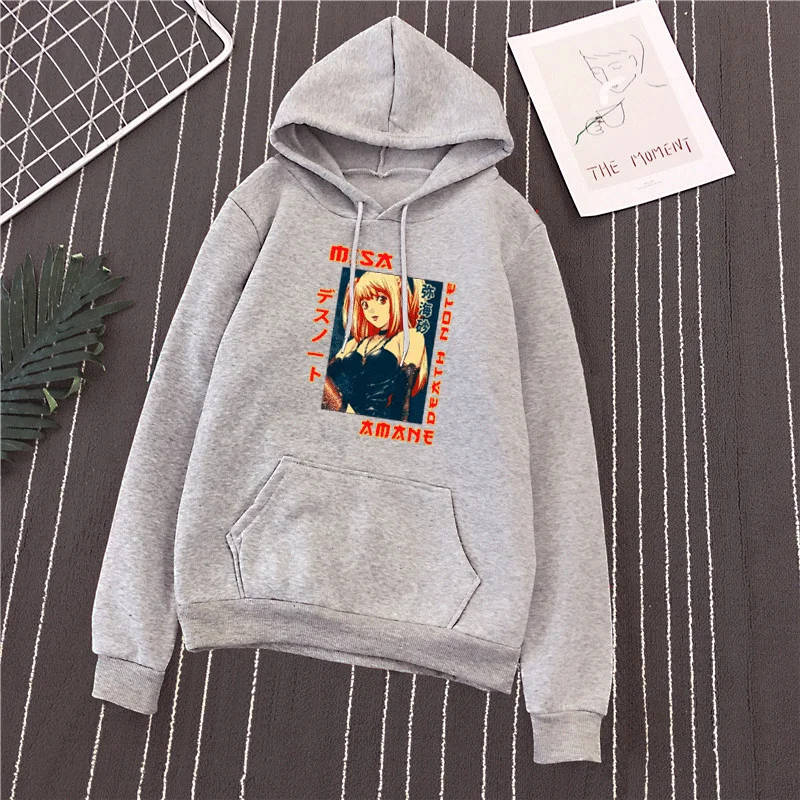Retro Death Note Misa Amane Hoodies women Japan Anime print Hooded pullover Spring Autumn women Sweatshirts Harajuku Streetwear
Retro Death Note Misa Amane Hoodies women Japan Anime print Hooded pullover Spring Autumn women Sweatshirts Harajuku Streetwear