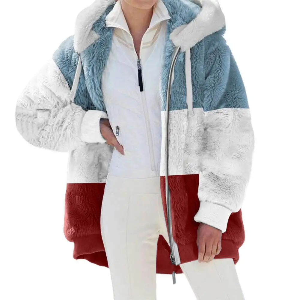 Women Jacket Zipper Closure Long Sleeve Fleece Jacket Plush Patchwork Color Hooded Women Coat Outerwear Women's Clothing
Women Jacket Zipper Closure Long Sleeve Fleece Jacket Plush Patchwork Color Hooded Women Coat Outerwear Women's Clothing