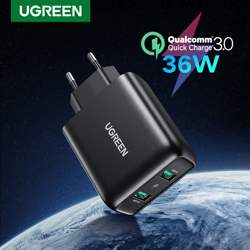 Зарядное устройство UGREEN 36Вт QC3.0 2xUSB Type-A | Мобильные телефоны и аксессуары