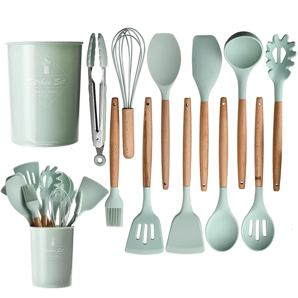 Кухонная утварь из 11 предметов + 1 ведро, силиконовая антипригарная кухонная утварь, набор кухонной утвари с деревянной ручкой, кухонные при...
Кухонная утварь из 11 предметов + 1 ведро, силиконовая антипригарная кухонная утварь, набор кухонной утвари с деревянной ручкой, кухонные при...