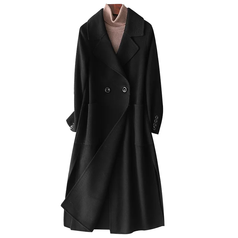 2020 New Ladies Winter Double-sided Wool Coat Double-breasted Lapel Solid Color Slimming Mid-length Jacket 
2020 New Ladies Winter Double-sided Wool Coat Double-breasted Lapel Solid Color Slimming Mid-length Jacket