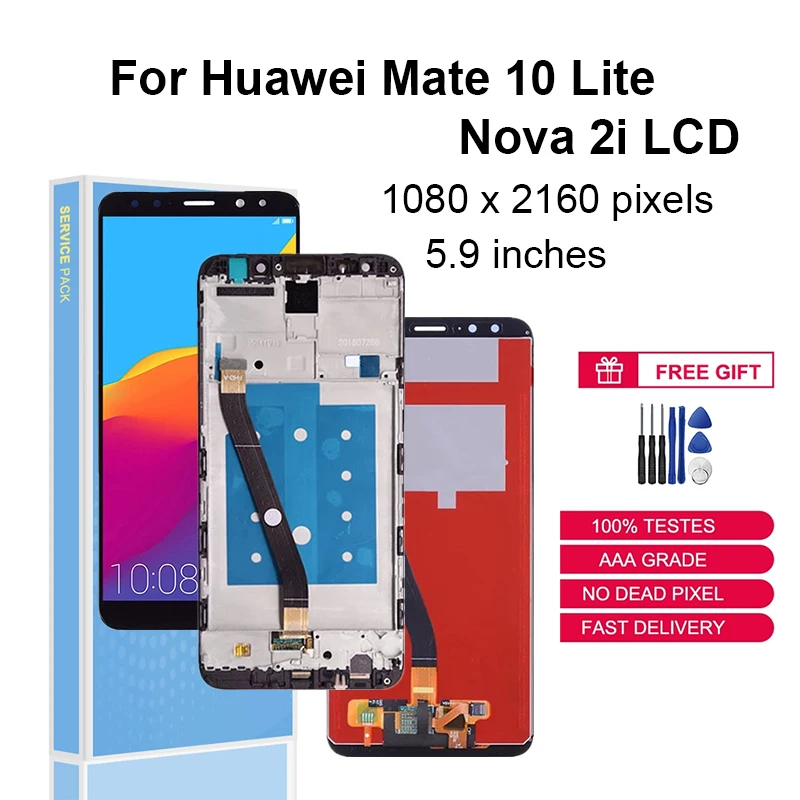 

For Huawei Mate 10 Lite LCD Display Touch Screen Digitizer Assembly Nova 2i Replacement Parts RNE-L21 L22 L01 L02 L11 With Frame