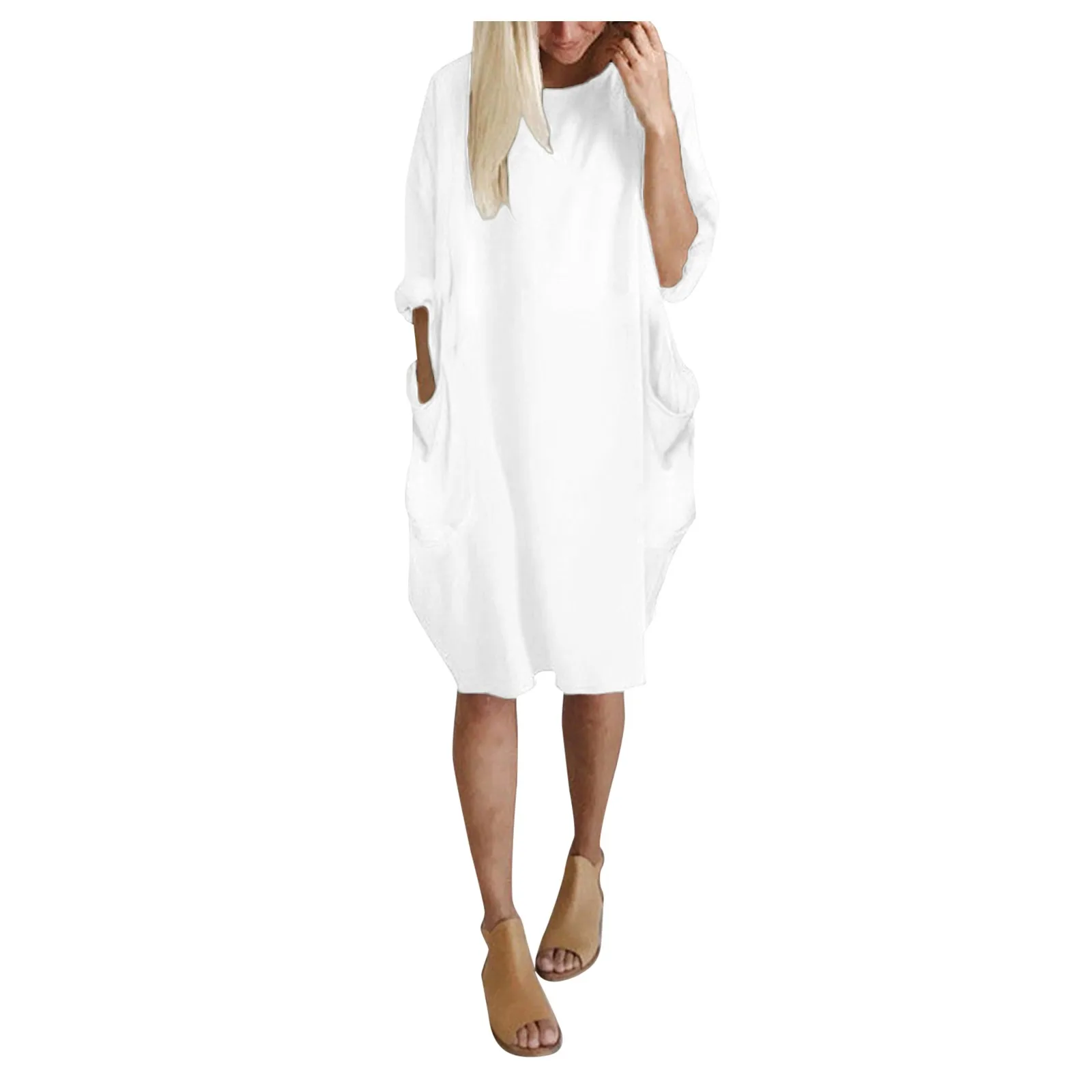 Women's Pocket Loose Dress Ladies Round Neck Casual Knee-length Dress For Women Robe Femme 2021#G
Women's Pocket Loose Dress Ladies Round Neck Casual Knee-length Dress For Women Robe Femme 2021#G