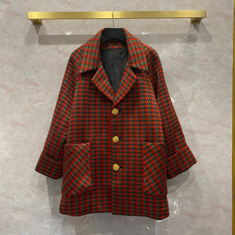 Женское шерстяное пальто в клетку, осенне-зимнее свободное шерстяное пальто, C828
Женское шерстяное пальто в клетку, осенне-зимнее свободное шерстяное пальто, C828