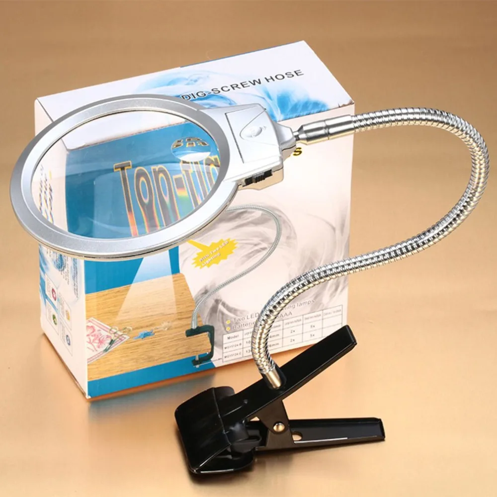 Clip On Desktop Illuminated Magnifier Magnifying Glass Reading Loupe Metal Hose LED Lighted Lamp Top Desk Magnifier With Clamp
Clip On Desktop Illuminated Magnifier Magnifying Glass Reading Loupe Metal Hose LED Lighted Lamp Top Desk Magnifier With Clamp