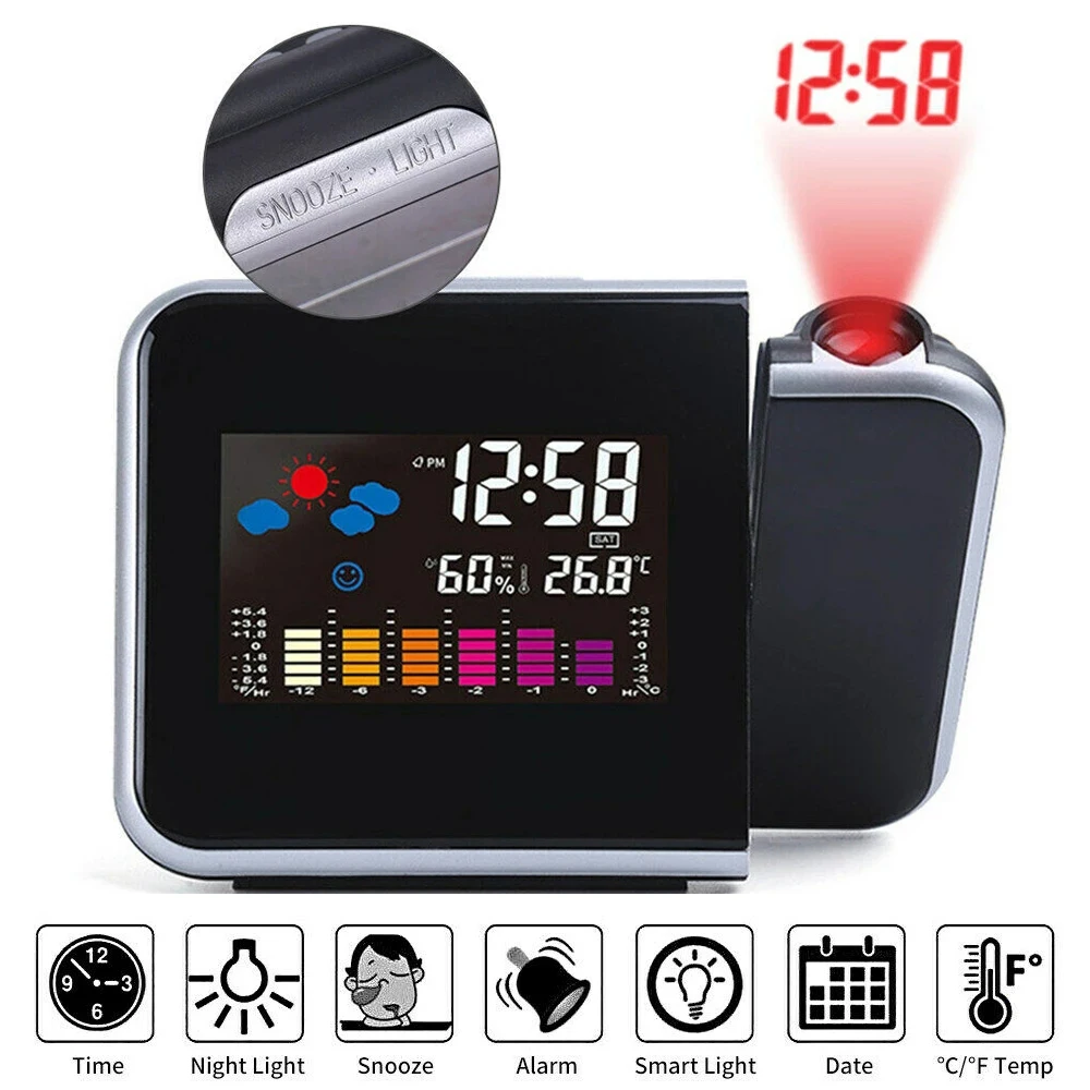 Smart Digital Alarm Clock Wall Projection Temperature Time Display Clock Lcd Electronic Clock Rotatable Desk Watch Snooze Alarm
Smart Digital Alarm Clock Wall Projection Temperature Time Display Clock Lcd Electronic Clock Rotatable Desk Watch Snooze Alarm