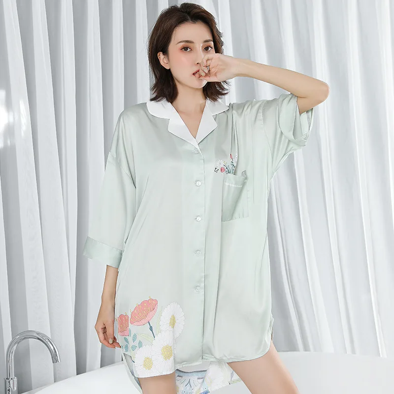 Woman Underwear Silk Pijamas Nightdress Female Summer Satin Chiffon Small Sexy Tops Pyjamas Thin Section Mid-Length Home Service
Woman Underwear Silk Pijamas Nightdress Female Summer Satin Chiffon Small Sexy Tops Pyjamas Thin Section Mid-Length Home Service