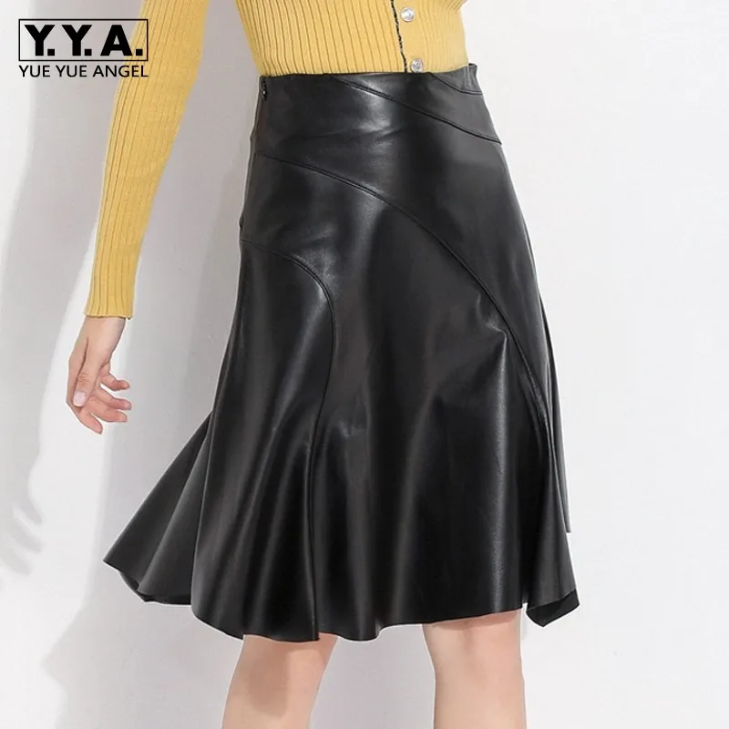 Knee Length Womens Genuine Leather Midi Skirt Irregular High Waist Ruffles Zipper Umbrella Skirt Sheepskin Fashion A-Line Skirt
Knee Length Womens Genuine Leather Midi Skirt Irregular High Waist Ruffles Zipper Umbrella Skirt Sheepskin Fashion A-Line Skirt