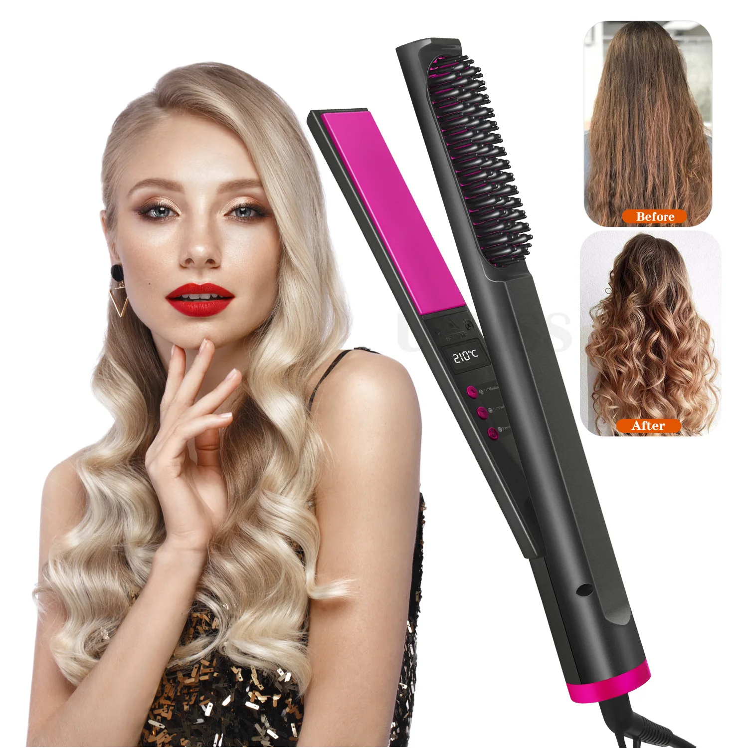 2 in 1 Curling Iron Straightening Fast Heating Flat Iron for Hair Styling Ceramic Hair Straightener and Curler with Comb
2 in 1 Curling Iron Straightening Fast Heating Flat Iron for Hair Styling Ceramic Hair Straightener and Curler with Comb
