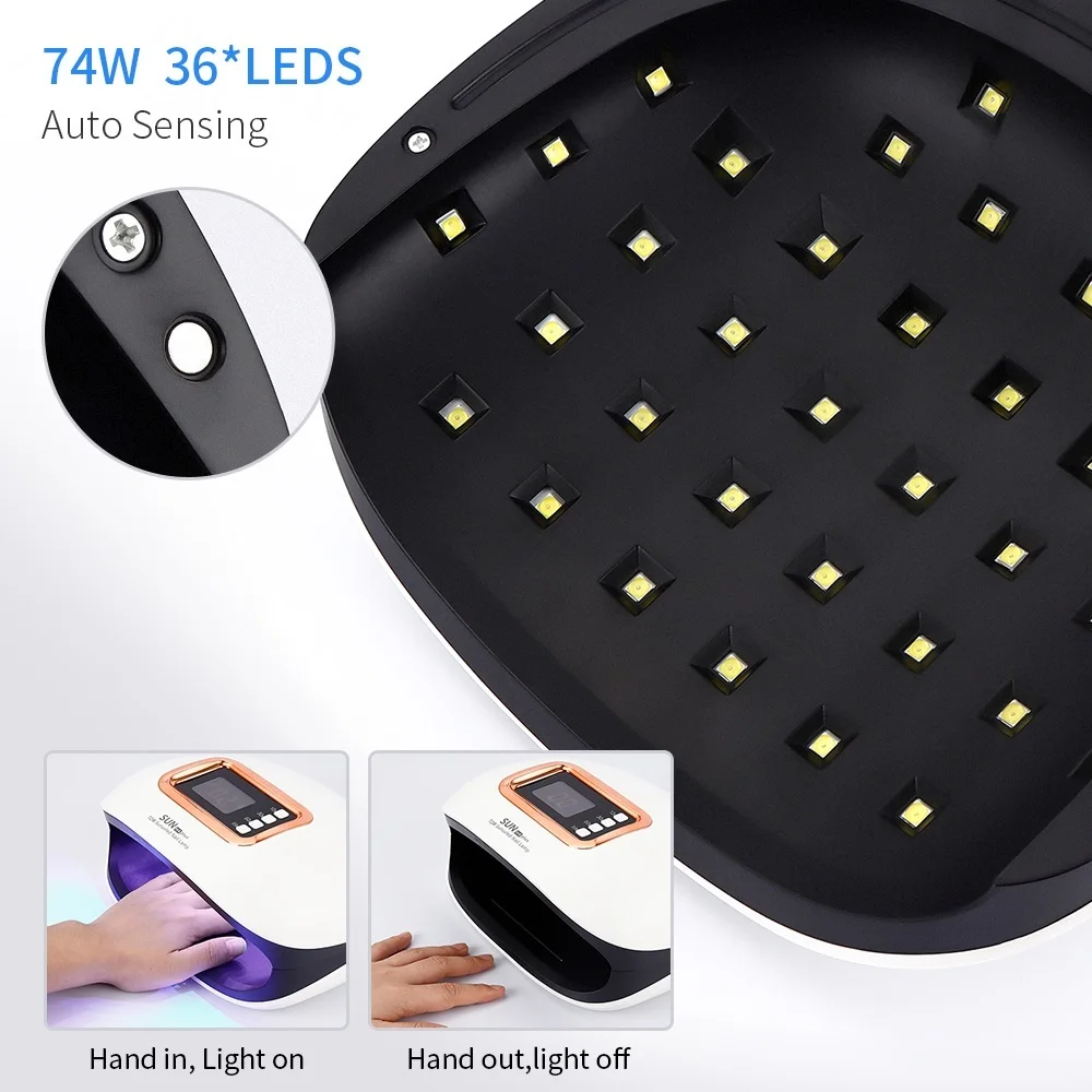 72W UV Lamp LED Nail With 36 LEDs Two Hand Dryer Manicure Curing Gel Polish Auto Sensor Clear Time Display | Красота и здоровье