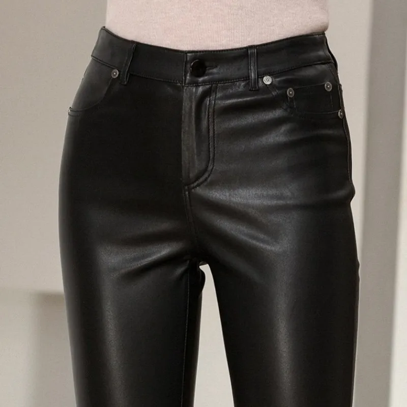 Zip Split Asymmetrical Flared Pants Women Elastic Matte Genuine Leather Pants Ankle Length High Waist Push Up Skinny Trousers 
Zip Split Asymmetrical Flared Pants Women Elastic Matte Genuine Leather Pants Ankle Length High Waist Push Up Skinny Trousers