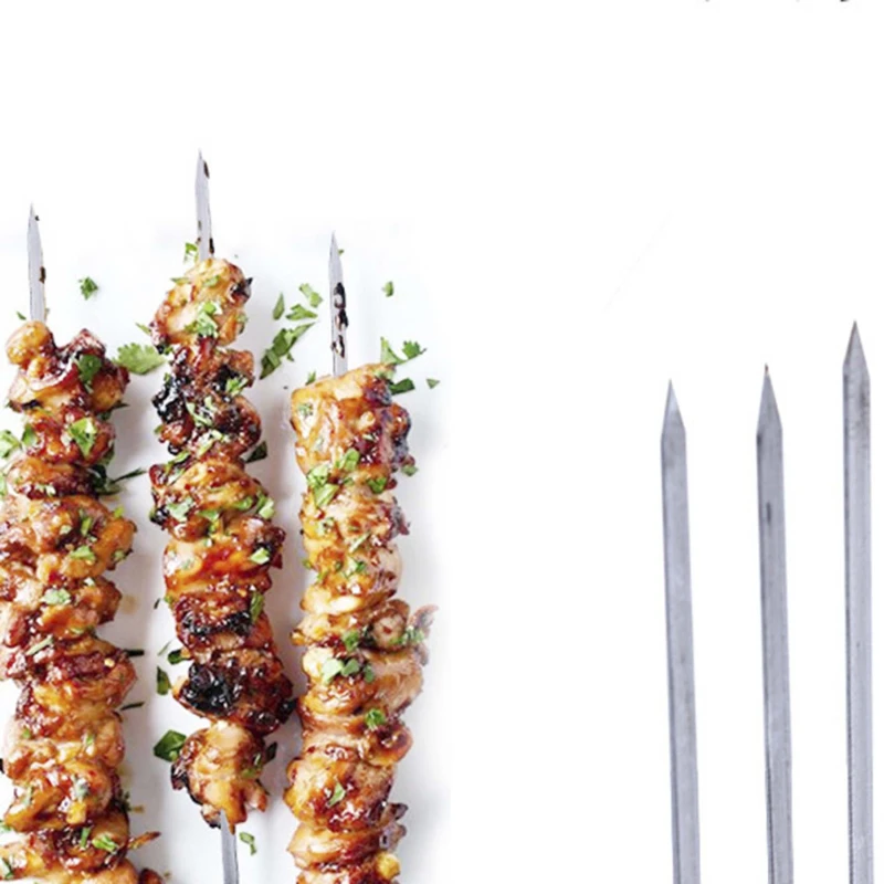 Kabob Skewers For Grilling Metal Stainless Steel Wide BBQ Skewers Set Reusable Sticks For Grilling With Storage Tube 20pcs
Kabob Skewers For Grilling Metal Stainless Steel Wide BBQ Skewers Set Reusable Sticks For Grilling With Storage Tube 20pcs