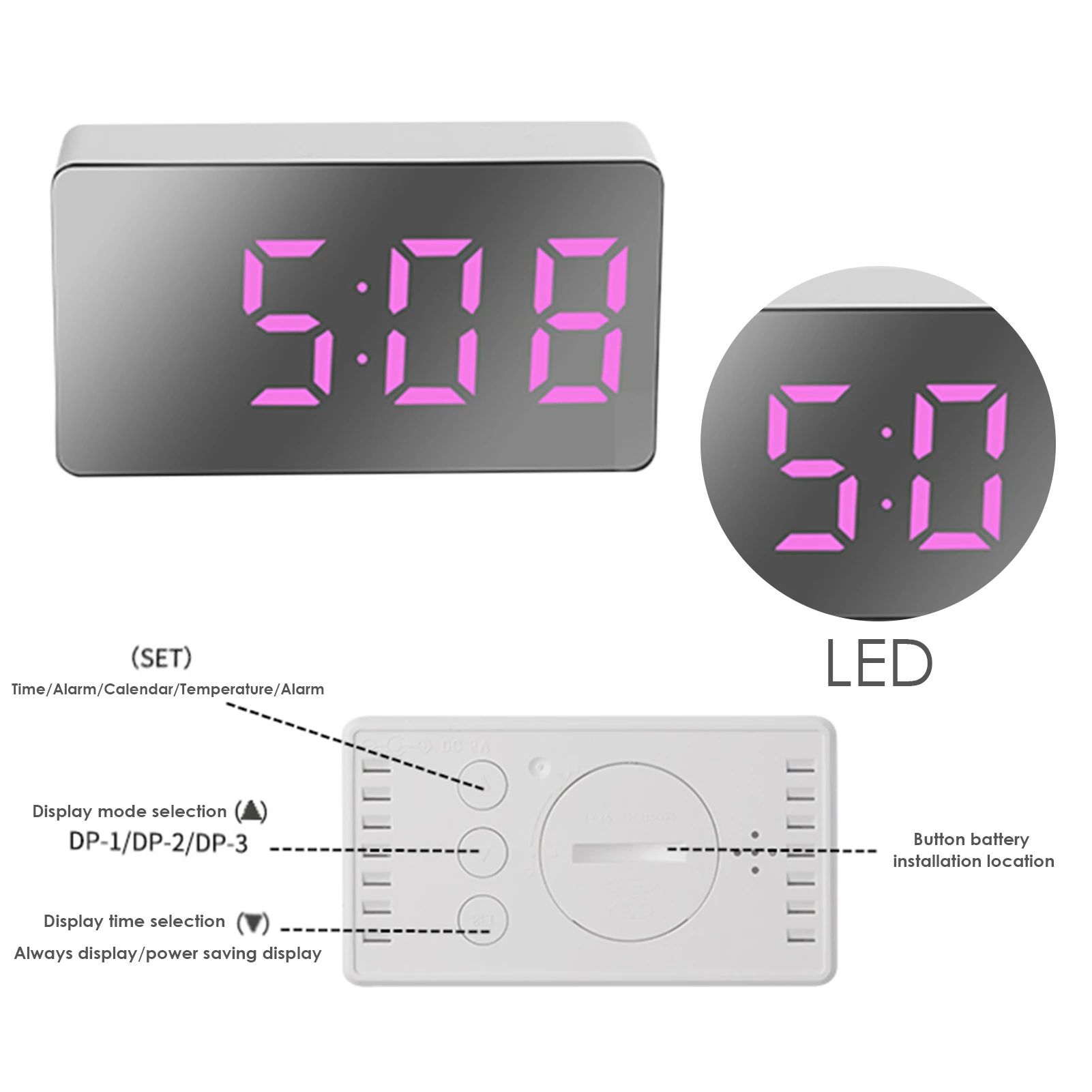 LED Mirror Clock Electronic Mini Digital Alarm Clock Wake Up Light Large Time Temperature Display Table LED Alarm Clock
LED Mirror Clock Electronic Mini Digital Alarm Clock Wake Up Light Large Time Temperature Display Table LED Alarm Clock