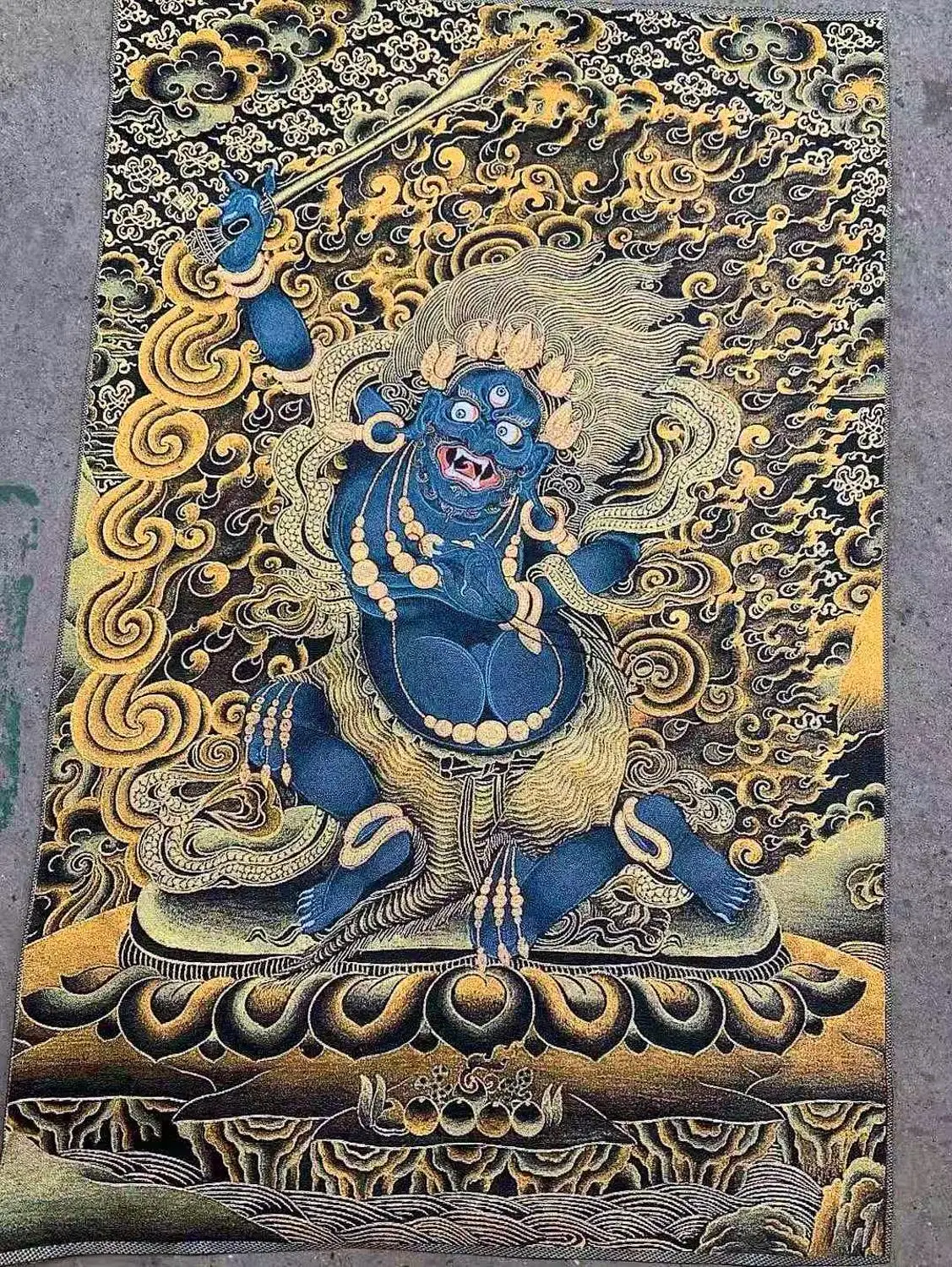 

Black God of wealth mahagala Tibetan Buddha religious supplies Nepal Thangka tapestry painting