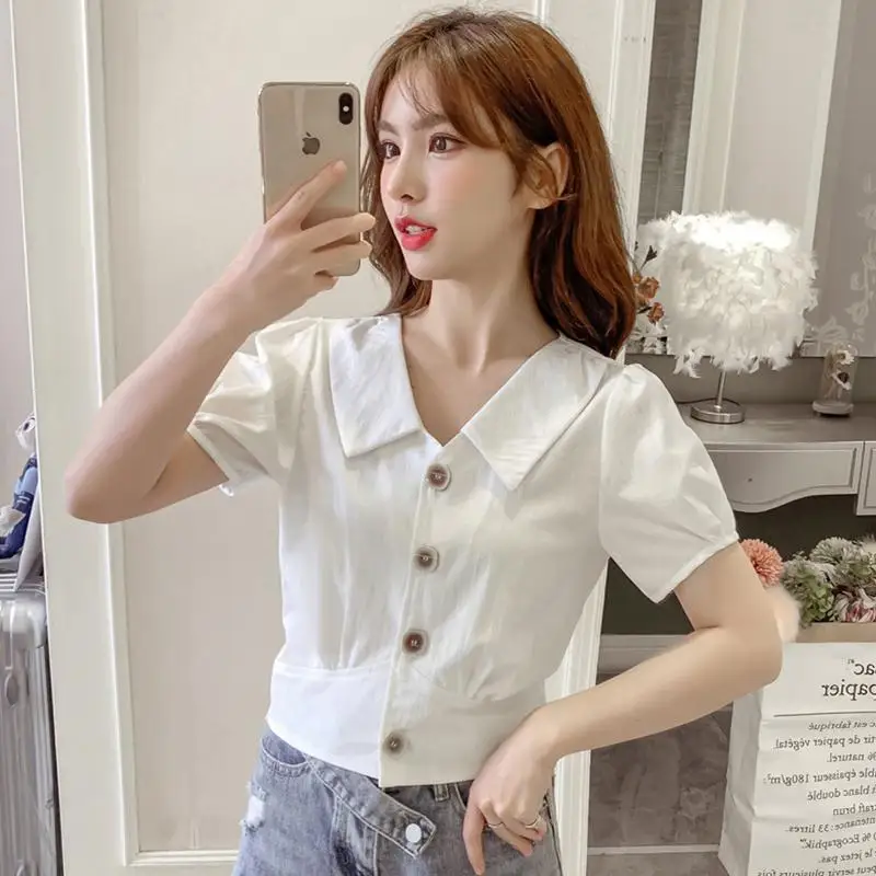 Summer cut-out back bow tie baby collar shirt women's niche slim high waist jacket
Summer cut-out back bow tie baby collar shirt women's niche slim high waist jacket