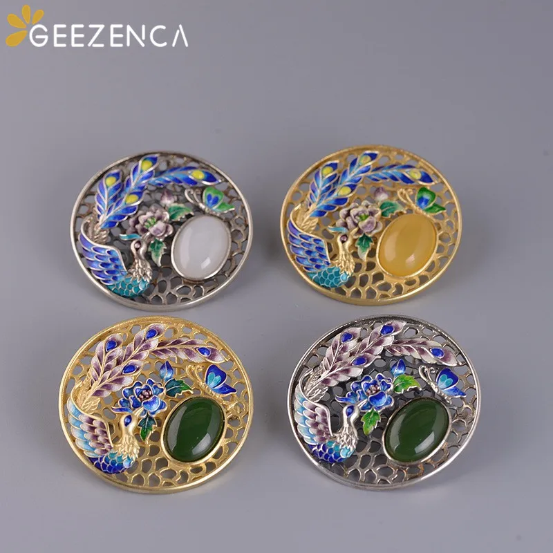 GEEZENCA Vintage 925 Silver Enamel Peacock Peony Jade Jasper Amber Pendant For Women Luxury Ethnic Gemstone Pendants 2 In 1 Gift
GEEZENCA Vintage 925 Silver Enamel Peacock Peony Jade Jasper Amber Pendant For Women Luxury Ethnic Gemstone Pendants 2 In 1 Gift