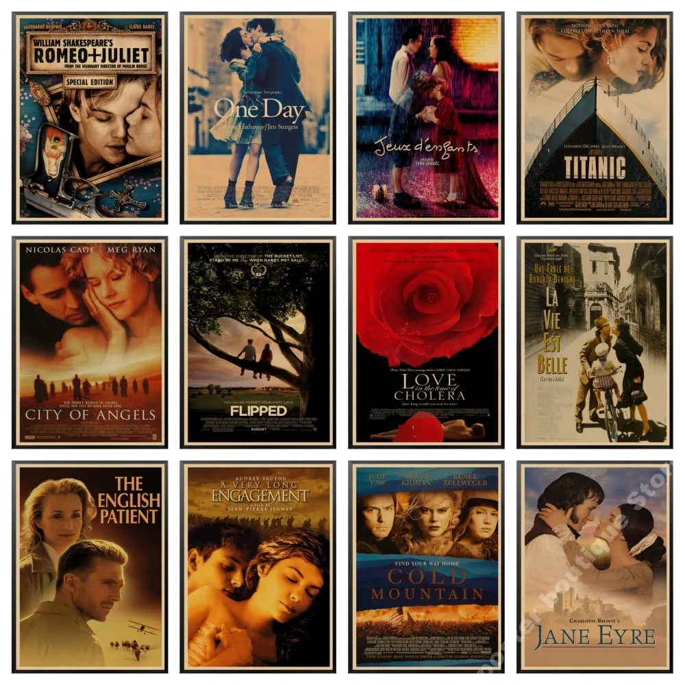 50 Классических постеров для фильмов. Romeo and Juliet / Jane Eyre / titanic / beautiful life / one day/Vintage плакат в стиле ретро из крафт-бумаги
50 Классических постеров для фильмов. Romeo and Juliet / Jane Eyre / titanic / beautiful life / one day/Vintage плакат в стиле ретро из крафт-бумаги