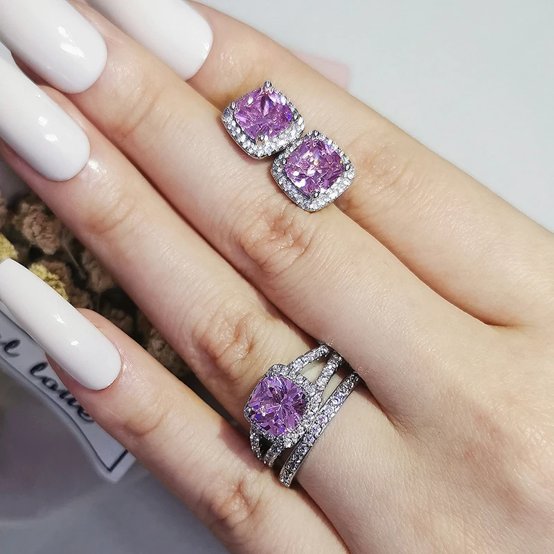 2pcs Pack silver color bride Jewelry set halo Engagement ring round stud earring for Wedding christmas gift party J7001
2pcs Pack silver color bride Jewelry set halo Engagement ring round stud earring for Wedding christmas gift party J7001