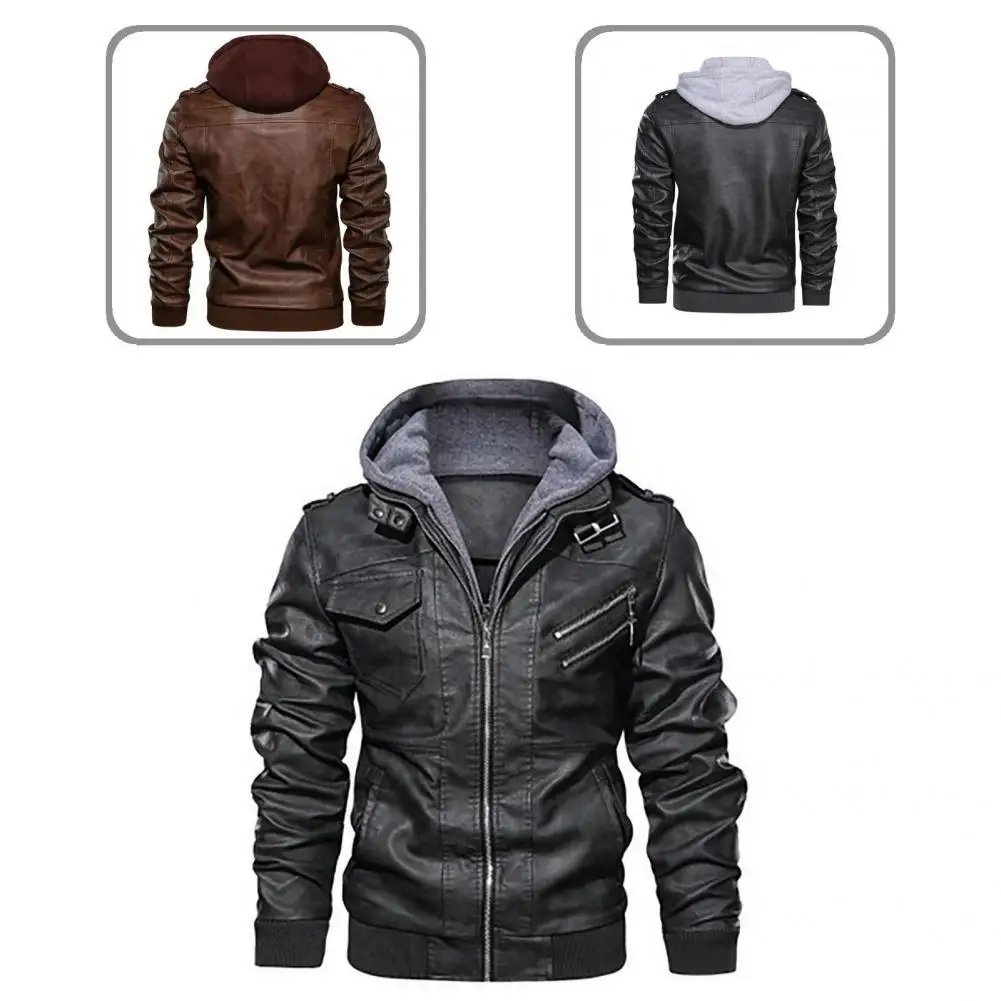Hat Great Wear-resistant Men Coat All Match Spring Coat Faux Leather for Motor Cycling
Hat Great Wear-resistant Men Coat All Match Spring Coat Faux Leather for Motor Cycling