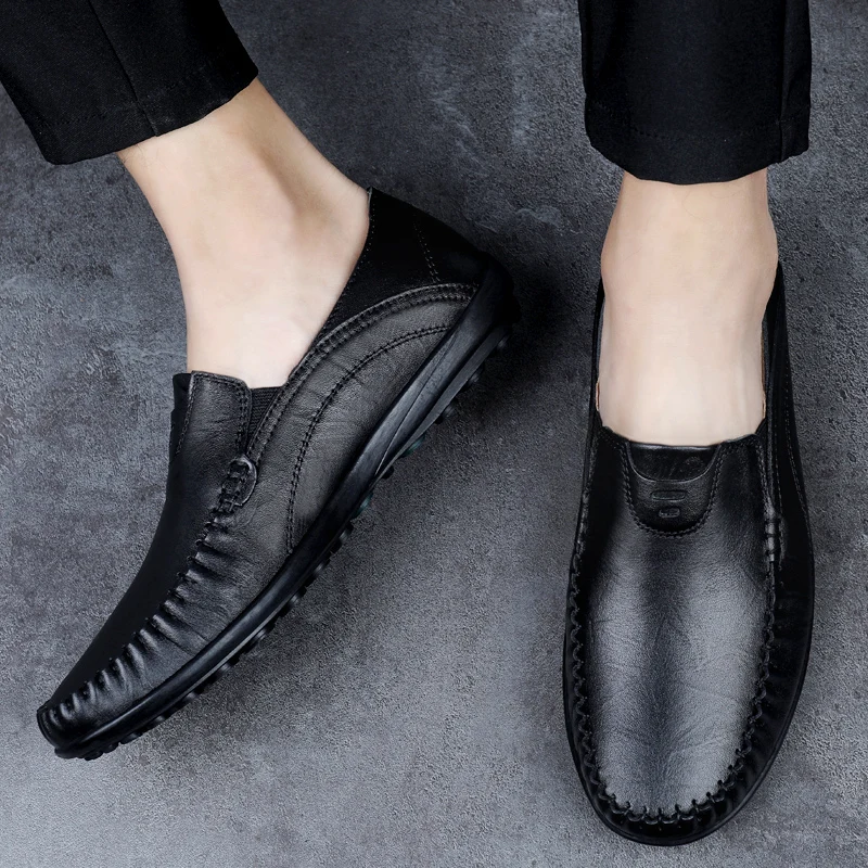 

Men Loafers Shoes Genuine Leather Casual Sneakers slip on Male Fashion Footwear Soft boats Shoes Men moccasins Chaussure Homme