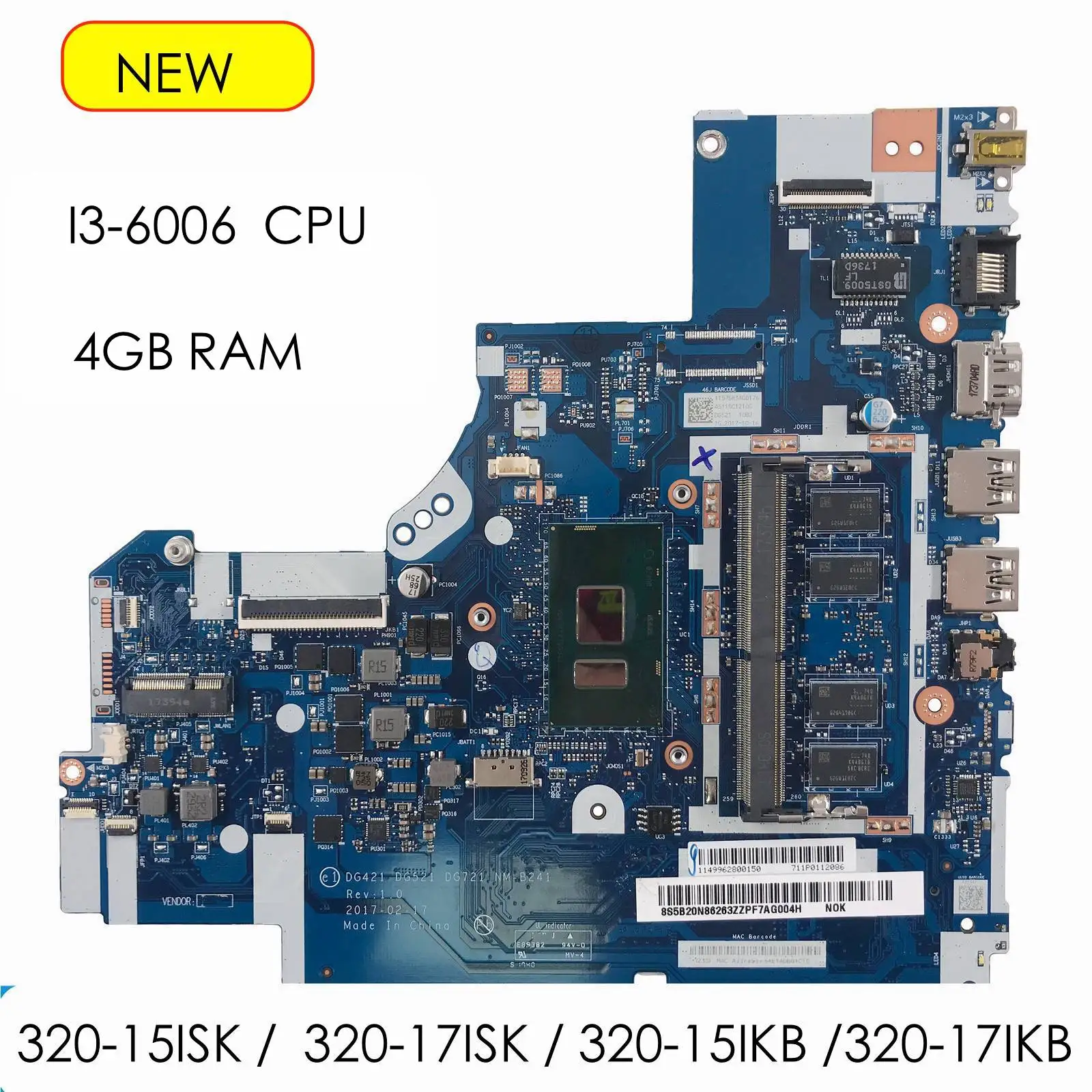 Материнская плата DG421 DG521 DG721 для ноутбука Lenovo IdeaPad 320-15IKB 320-15ISK 320-17IKB 320-17ISK
Материнская плата DG421 DG521 DG721 для ноутбука Lenovo IdeaPad 320-15IKB 320-15ISK 320-17IKB 320-17ISK
