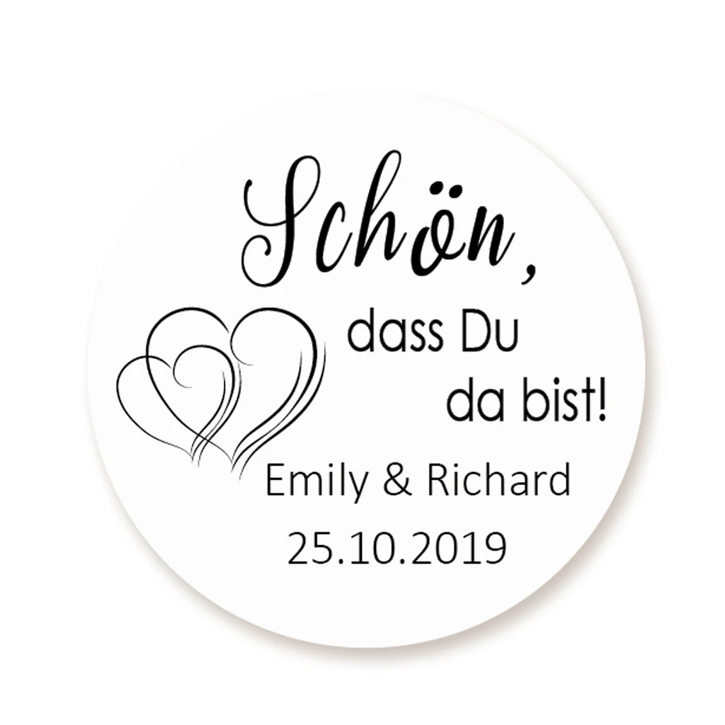 DouxArt 100 Pieces Stickers Personalized Wedding, 4CM Schon dass du da bist Wedding Decoration Communion Baptism Gift Labels
DouxArt 100 Pieces Stickers Personalized Wedding, 4CM Schon dass du da bist Wedding Decoration Communion Baptism Gift Labels