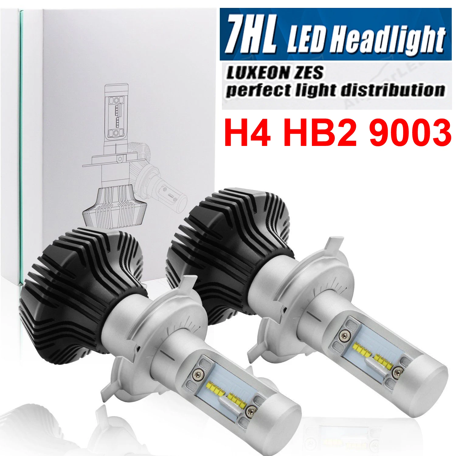 

H4 9003 50W 8000LM G7 LED Headlight H1 H7 H8 H9 H11 9005/6 9012 H13 9007 PSX24W 880 Fanless Car Front Bulbs Lamp 6500K White 12V