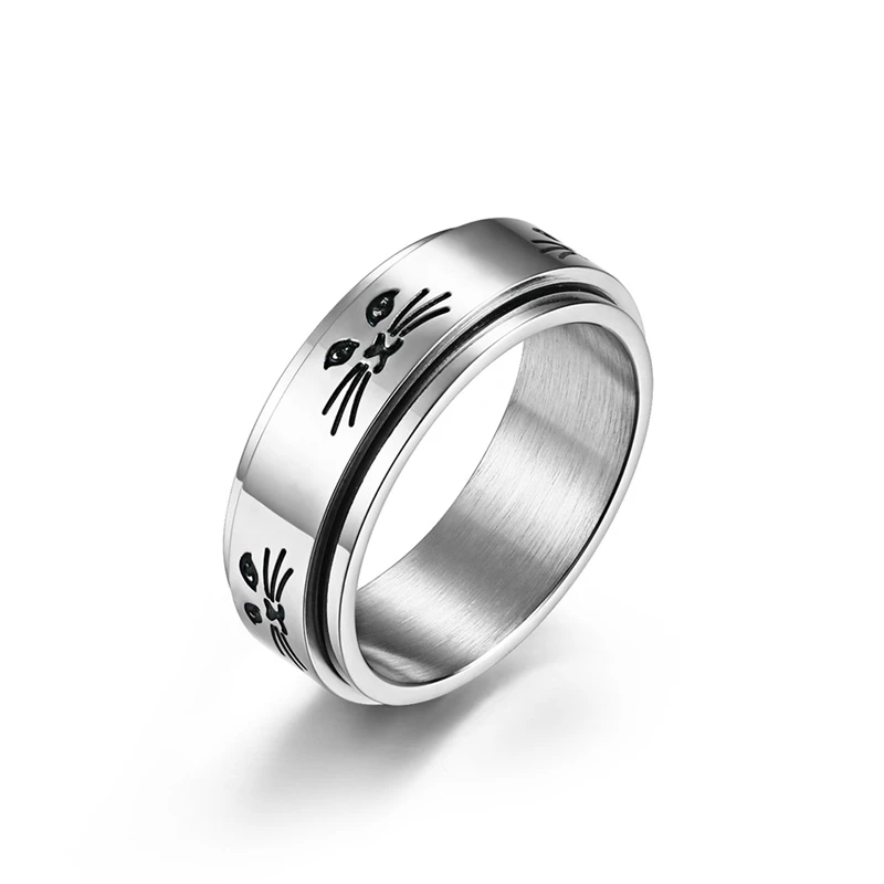 Trendy 8mm Cat Spinner Rings for Women Fashion Jewelry Wholesale Double Layer Stainless Steel Wedding Engagement Band Anillos
Trendy 8mm Cat Spinner Rings for Women Fashion Jewelry Wholesale Double Layer Stainless Steel Wedding Engagement Band Anillos