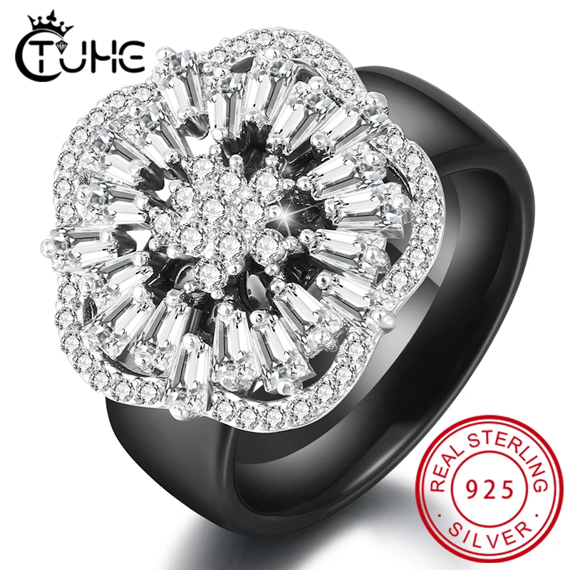 S925 Sterling Silver Rhinestone Crystal Wedding Rings Women's Zircon Healthy Ceramic Rings Engagement Rings Glamour Jewelry
S925 Sterling Silver Rhinestone Crystal Wedding Rings Women's Zircon Healthy Ceramic Rings Engagement Rings Glamour Jewelry