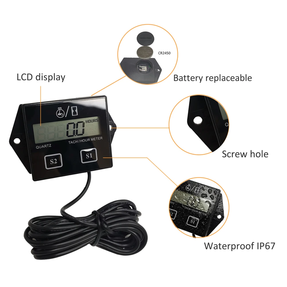 Digital Hour Meter Tachometer Maintenance Reminder Battery Replaceable for Lawn Mower Tractor Generator Marine Outboard ATV
Digital Hour Meter Tachometer Maintenance Reminder Battery Replaceable for Lawn Mower Tractor Generator Marine Outboard ATV