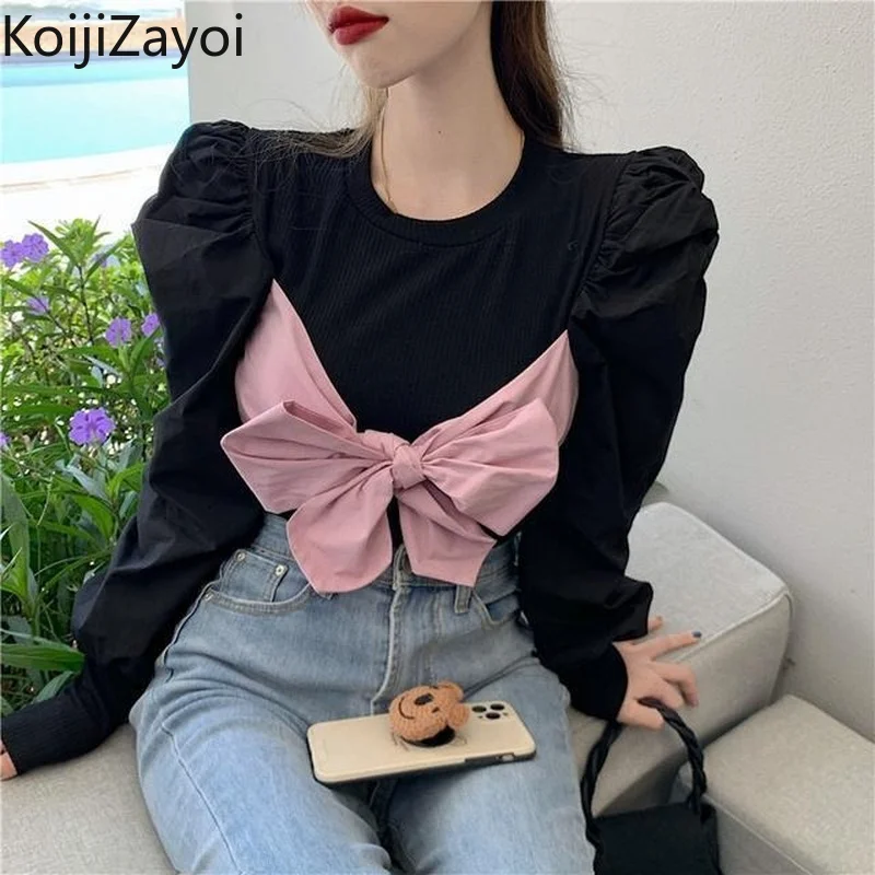 Koijizayoi Bow Fashion Women Korean Pullovers Long Sleeves O Neck Lady Chic Sweet Sweater Thin Patchowrk Outwear Jumpers 2022
Koijizayoi Bow Fashion Women Korean Pullovers Long Sleeves O Neck Lady Chic Sweet Sweater Thin Patchowrk Outwear Jumpers 2022