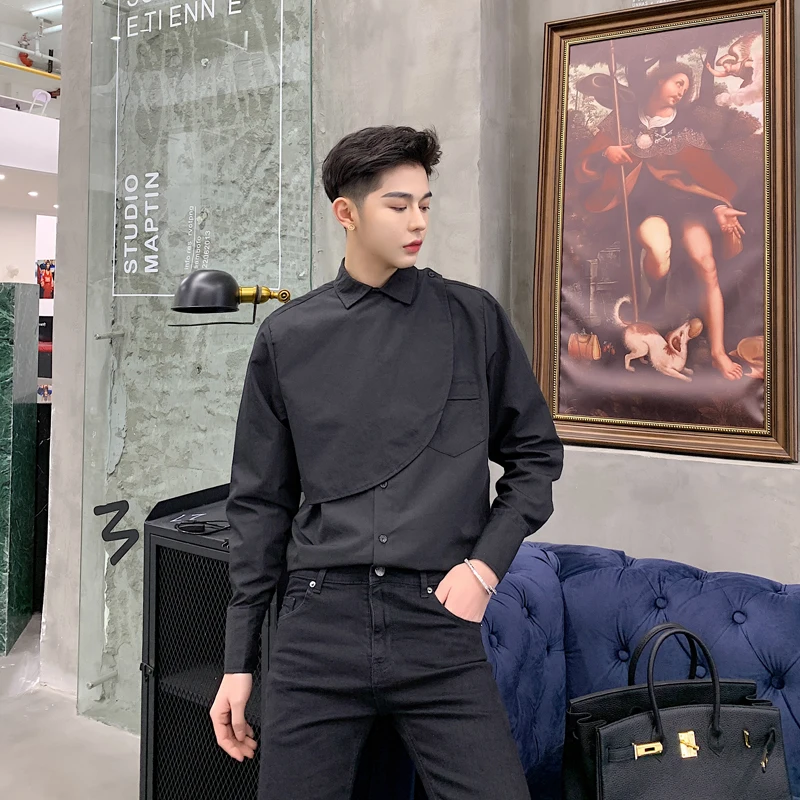 Solid Streetwear Fashion Color Splice Men Long Sleeve Casual Shirt Male Slim Fit Dress Shirt Hip Hop Stage Show Costumes Black
Solid Streetwear Fashion Color Splice Men Long Sleeve Casual Shirt Male Slim Fit Dress Shirt Hip Hop Stage Show Costumes Black