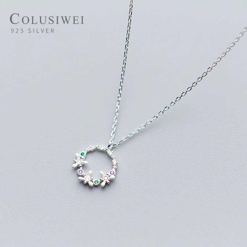 

Colusiwei, сверкающее блестящее ожерелье с подвеской в виде цветка для женщин, ожерелье из серебра 925 пробы с цепочкой, модное милое ювелирное из...