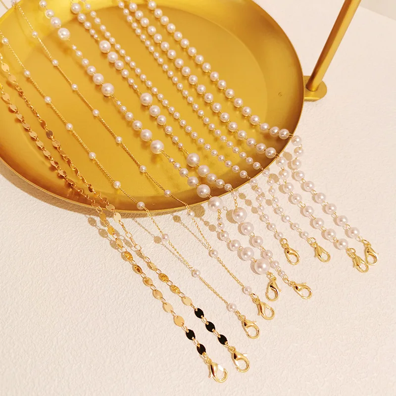 

Цепочка для очков женская с жемчужинами, модный металлический шнурок золотого цвета для солнцезащитных очков, аксессуары для очков