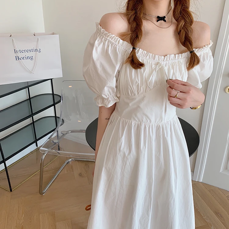 Preppy Style French Style Retro White Wooden Ear White Dress Women's Waist Slimming Dignified Sense of Design Niche Summer
Preppy Style French Style Retro White Wooden Ear White Dress Women's Waist Slimming Dignified Sense of Design Niche Summer