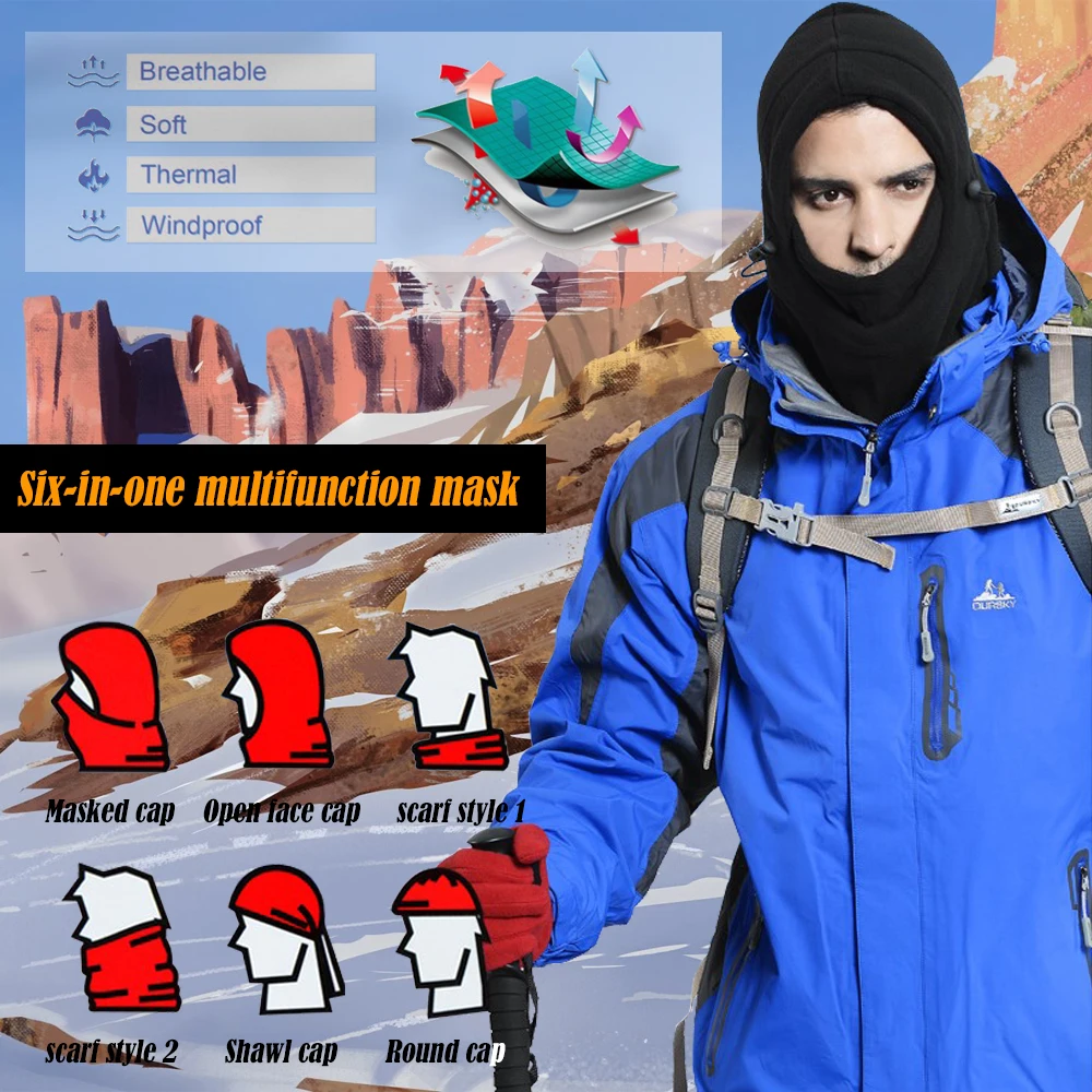 6 in1 Neck Gaiter Balaclava Full Face Cover Windproof Outdoor Sports Breathable Fleece Hood Ski Helmet Mask Motorcycle Face Mask
6 in1 Neck Gaiter Balaclava Full Face Cover Windproof Outdoor Sports Breathable Fleece Hood Ski Helmet Mask Motorcycle Face Mask